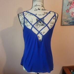 Blue Strappy-Back Women's Tank Top, Unbranded, Small, Good Condition